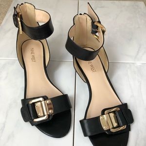 Nine West Black Wedged Sandals